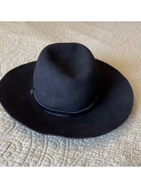 Eddie Bauer Black Felt Wide-Brim Fedora